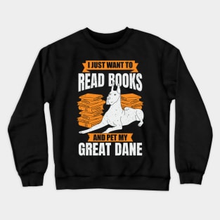 Great Dane German Mastiff Dog Reading Lover Gift Crewneck Sweatshirt